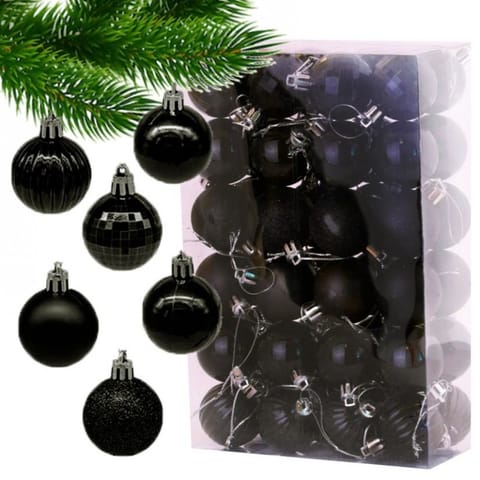 ⁨ECarla Christmas balls - black (mix) 1op.-48pcs⁩ at Wasserman.eu