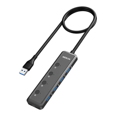 HUB 5 w 1 MOKiN USB-A3.0 do 4xUSB-A + 1xUSB-C DC (czarny) w sklepie Wasserman.eu