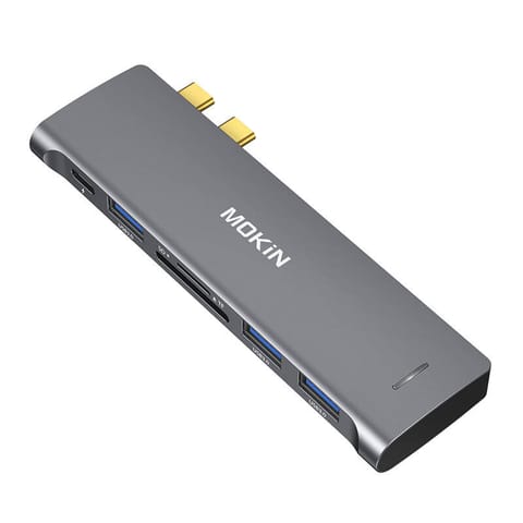 ⁨HUB 6 w 2 MOKiN USB-C do MacBooka 3xUSB-A 1xUSB-C 1xSD/MicroSD (srebrny)⁩ w sklepie Wasserman.eu