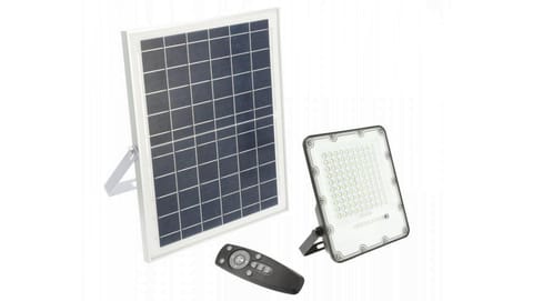 ⁨Naświetlacz LED solarny BRAVOS, 50W, 500lm, 6400K, IP65, 120, solar panel, pilot, 3y⁩ w sklepie Wasserman.eu