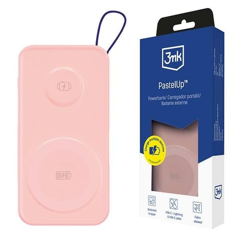 ⁨Power bank 3mk PastelUp 10,000mAh 22.5W USB 1A1C - Pink⁩ at Wasserman.eu