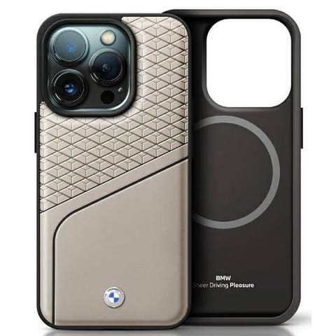 ⁨BMW BMHMP16L23RDCLG iPhone 16 Pro 6.3" szary/grey hardcase Sign Leather Textured and Line MagSafe⁩ w sklepie Wasserman.eu