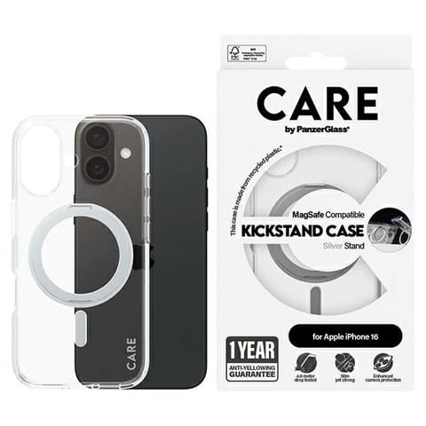 ⁨CARE by PanzerGlass Feature Kickstand Case iPhone 16 6.1" srebrny/silver MagSafe 1325⁩ w sklepie Wasserman.eu