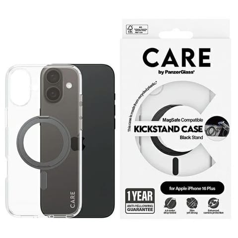 ⁨CARE by PanzerGlass Feature Kickstand Case iPhone 16 Plus 6,7" czarny/black MagSafe 1323⁩ w sklepie Wasserman.eu