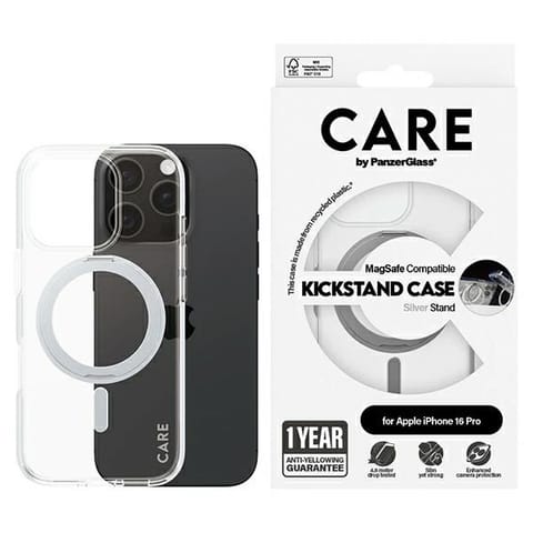 ⁨CARE by PanzerGlass Feature Kickstand Case iPhone 16 Pro 6.3" srebrny/silver MagSafe 1326⁩ w sklepie Wasserman.eu