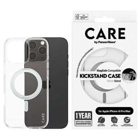 CARE by PanzerGlass Case Feature Silver Kickstand & MagSafe iPhone 16 Pro Max | CARE w sklepie Wasserman.eu