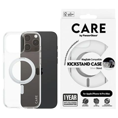 ⁨CARE by PanzerGlass Feature Kickstand Case iPhone 16 Pro Max 6,9" srebrny/silver MagSafe 1328⁩ w sklepie Wasserman.eu