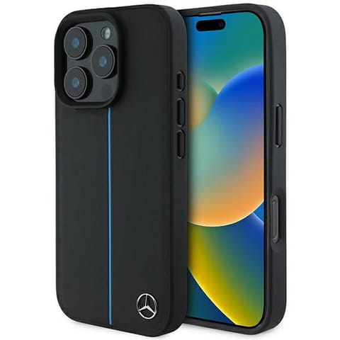 ⁨Mercedes MEHMP16L23RURBK iPhone 16 Pro  6.3" czarny/black hardcase MB Blue Line Leather MagSafe⁩ w sklepie Wasserman.eu