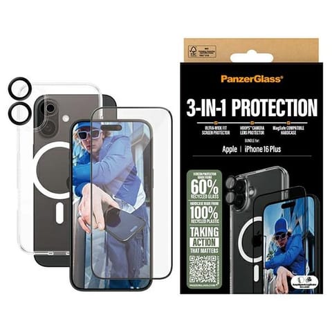 ⁨PanzerGlass Bundle 3in1 iPhone 16 Plus 6.7" D3O Hardcase + Screen Protector UWF+ Lens B1293+2863+1283⁩ w sklepie Wasserman.eu