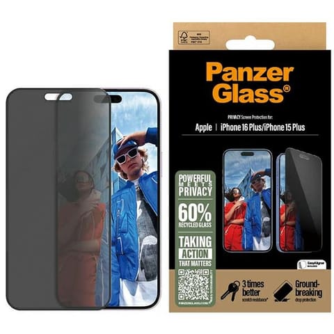 ⁨PanzerGlass Privacy Screen Protector iPhone 16 Plus / 15 Plus 6.7" Ultra-Wide Fit P2863⁩ w sklepie Wasserman.eu