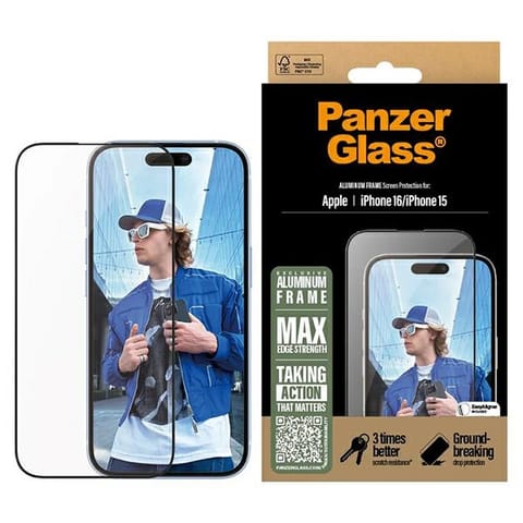 ⁨PanzerGlass Screen Protector Aluminum Frame iPhone 16 / 15 6.1" Ultra-Wide Fit 2849⁩ w sklepie Wasserman.eu