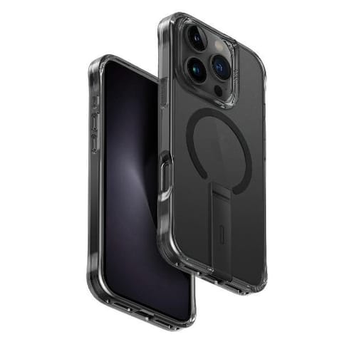 ⁨UNIQ etui Eleva with Vertica Stand iPhone 16 Pro 6.3" czarny/carbon black⁩ w sklepie Wasserman.eu