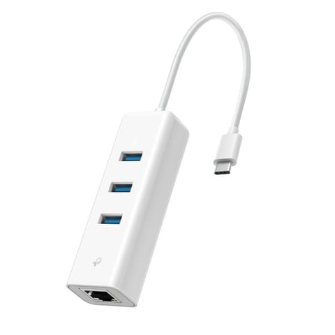 ⁨Karta sieciowa TP-Link UE330C z 3-portowym hubem USB 3.0 biała⁩ w sklepie Wasserman.eu