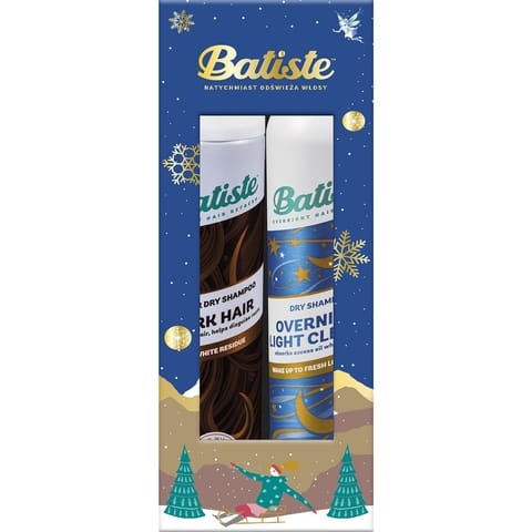 ⁨BATISTE Zestaw świąteczny (suchy szampon Dark Hair 200ml+Overnight Light Cleanse 200ml)⁩ w sklepie Wasserman.eu