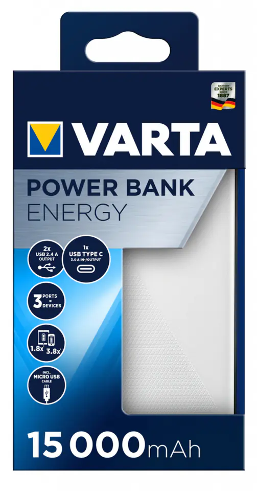 ⁨POWER BANK ENERGY 15000mAh VARTA⁩ at Wasserman.eu