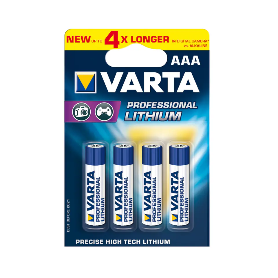 ⁨4x Batteries R-03 LR3 AAA Alkaline VARTA Profesional Lithum⁩ at Wasserman.eu