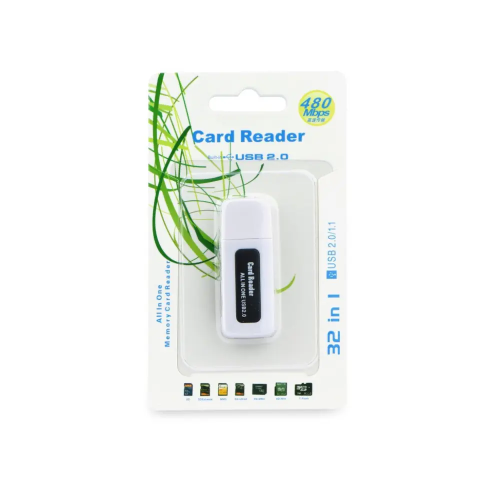 ⁨Czytnik kart pamięci USB 2.0 SDHC/SD/MMC/RS-MMC/Mini-SD(adapter)/Micro SD(adapter)/TF(adapter)/XD/MS/MSDUO/MSPRO⁩ w sklepie Wasserman.eu