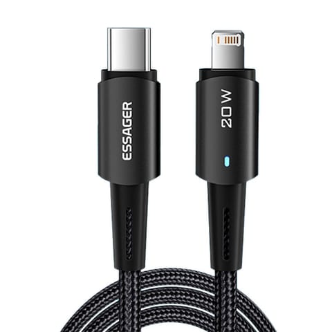 ⁨Kabel USB-C do Lightning, Essager, EXCTL-CG01, 20W, 1m (czarny)⁩ w sklepie Wasserman.eu