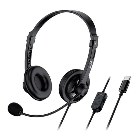 ⁨Genius HS-230U USB-C, słuchawki z mikrofonem, przewodowa, czarna, 2.0, zamykane⁩ w sklepie Wasserman.eu