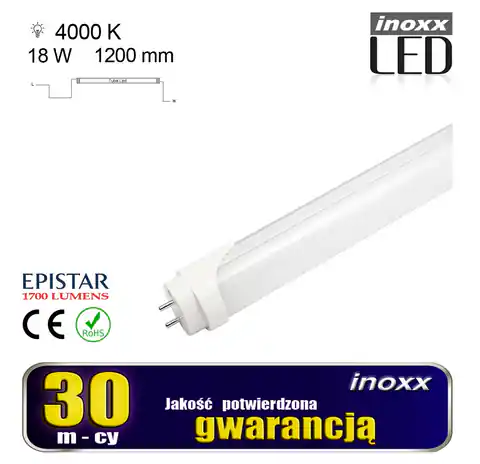 ⁨LED fluorescent lamp 120cm 18w t8 4000k g13 neutral⁩ at Wasserman.eu