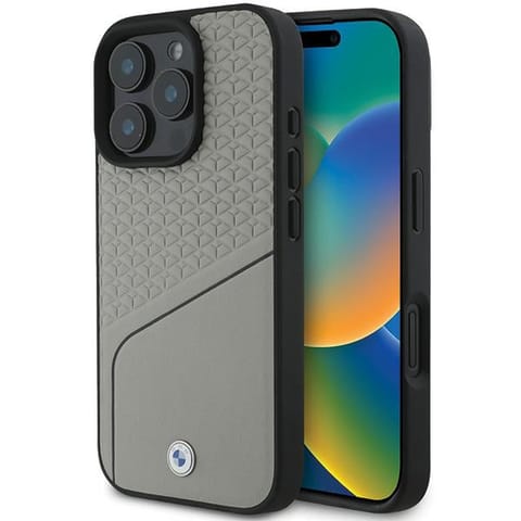 ⁨BMW BMHMP16L23RDCLG iPhone 16 Pro 6.3" szary/grey hardcase Sign Leather Textured and Line MagSafe⁩ w sklepie Wasserman.eu