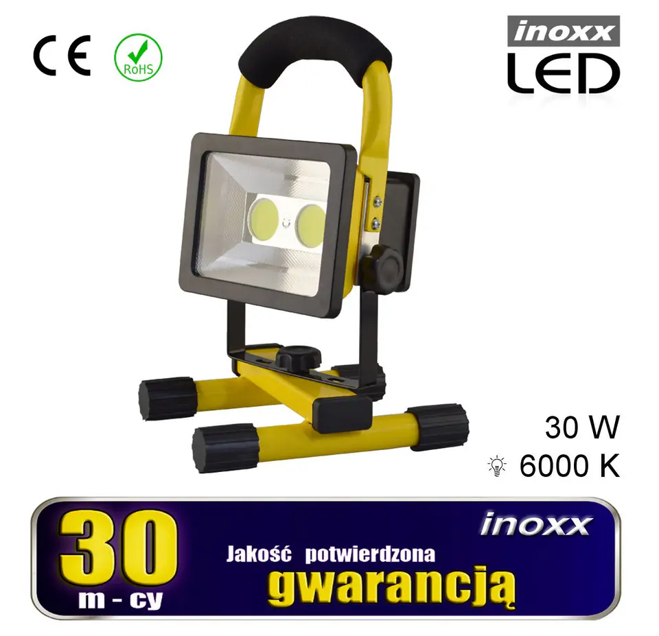 ⁨Portable led floodlight 30w 6000k aku/ 230v⁩ at Wasserman.eu