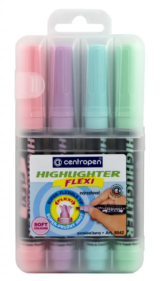 ⁨PASTEL HIGHLIGHTERS "Highlighter FLEXI SOFT 8542" MIX 4 colors CENTROPEN⁩ at Wasserman.eu