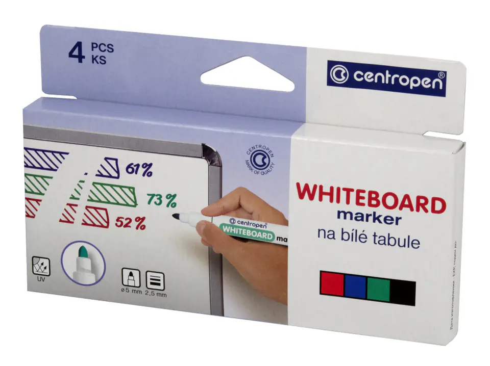 ⁨MARKERY SUCHOŚCIERALNE "Whiteboard Marker 8559" 4 kolory CENTROPEN⁩ w sklepie Wasserman.eu