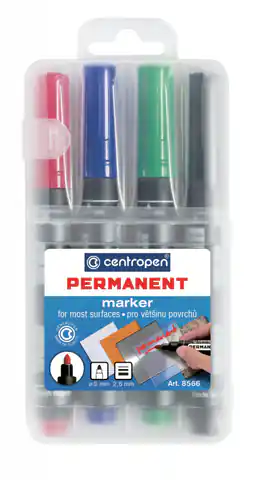 ⁨MARKERY PERMANENTNE "Permanent 8566" 4 kolory CENTROPEN⁩ w sklepie Wasserman.eu