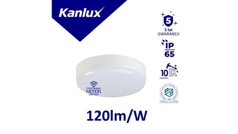 ⁨Plafoniera LED IPER LED 26W-NW-O-SE okrągła z czujnikiem ruchu 3120lm 4000K IP65 IK10 II kl. PZH 5 lat Gwar. biały 37300⁩ w sklepie Wasserman.eu