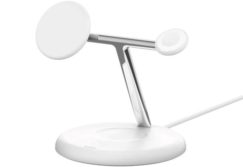 ⁨Belkin WIZ009VFWH-V2 - magnetic 3-in-1 wireless charging stand with Qi2 15W, white⁩ at Wasserman.eu