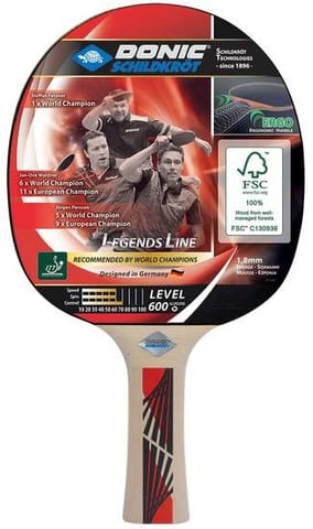 ⁨Donic Schildkröt Legends 600 table tennis equipment Red, Wood⁩ at Wasserman.eu