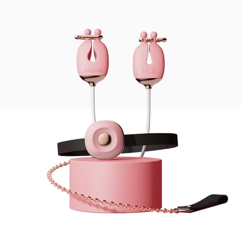 ⁨Qingnan No.2 Vibrating Nipple Clamps and Choker Set Pink⁩ w sklepie Wasserman.eu