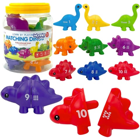 ⁨WOOPIE Zestaw Nauka Liczb Kolorów Montessori Figurki Dinozaury do Składania "Dopasuj Cyferki" 10 el.⁩ w sklepie Wasserman.eu