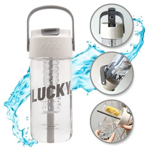 ⁨Butelka bidon na wodę z koszyczkiem i słomką 600 ML Lucky BD31⁩ w sklepie Wasserman.eu