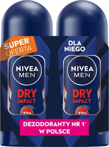 ⁨NIVEA MEN Antyperspirant w kulce DUO Dry Impact 2x50 ml⁩ w sklepie Wasserman.eu