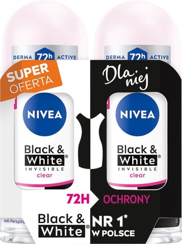 ⁨NIVEA Antyperspirant damski w kulce DUO Black & White Invisible Clear 2x50 ml⁩ w sklepie Wasserman.eu