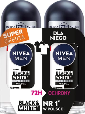 ⁨NIVEA MEN Antyperspirant w kulce DUO Black & White Invisible Original 2x50 ml⁩ w sklepie Wasserman.eu