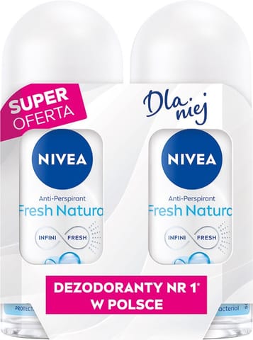 ⁨NIVEA Antyperspirant damski w kulce Fresh Natural DUO 2x50 ml⁩ w sklepie Wasserman.eu