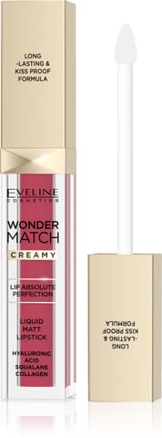 ⁨EVELINE Matowa Pomadka w płynie Wonder Match Creamy nr 12 - Charming Red 6.8 ml⁩ w sklepie Wasserman.eu