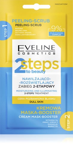 ⁨EVELINE 2Steps To Beauty Zabieg 2-etapowy nawilżająco rozświetlający 2x4 ml⁩ w sklepie Wasserman.eu