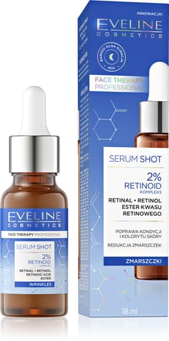 ⁨EVELINE Face Therapy Professional Serum Shot - kuracja redukująca zmarszczki 2% Retinoid  18 ml⁩ w sklepie Wasserman.eu