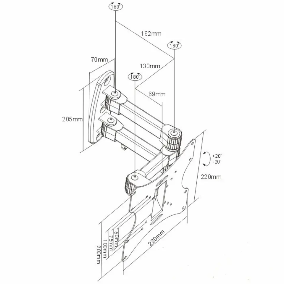 ⁨MOUNT FOR TV LED / LCD 19-42" 25KG CV-22 regul. OEM vertical/horizontal⁩ at Wasserman.eu