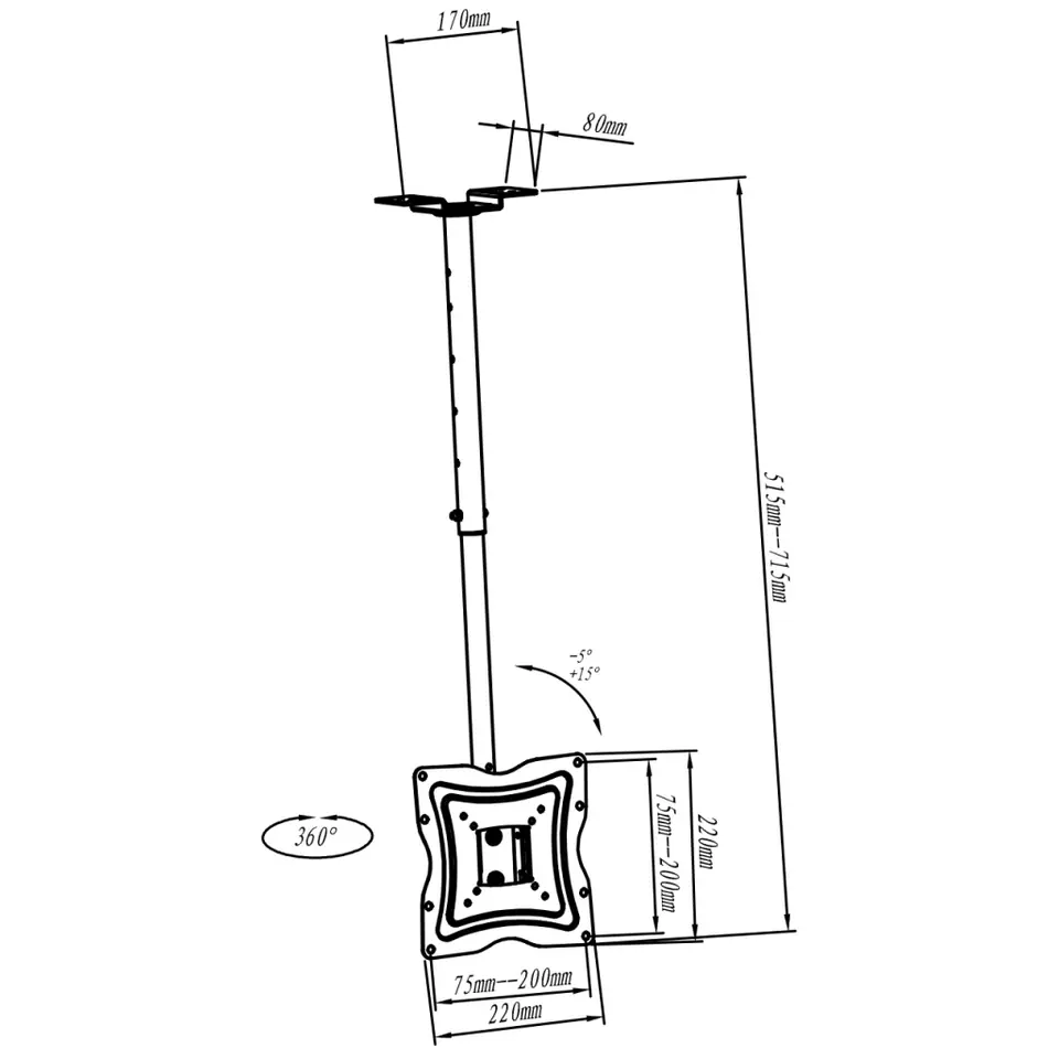 ⁨CEILING MOUNT FOR LED/LCD TV AR-21XP 13-37" 51-71cm 25kg ART⁩ at Wasserman.eu