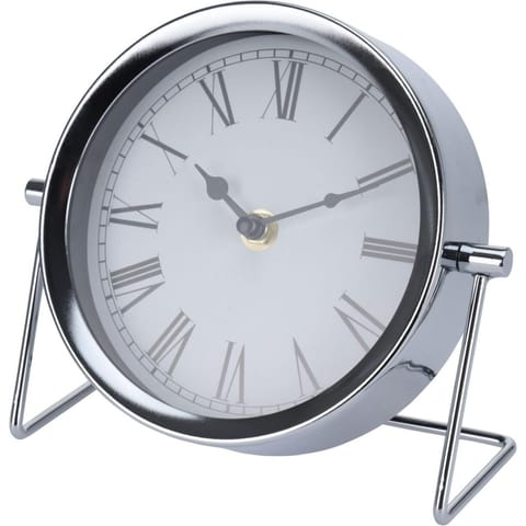 ⁨Table clock, round, metal silver⁩ at Wasserman.eu