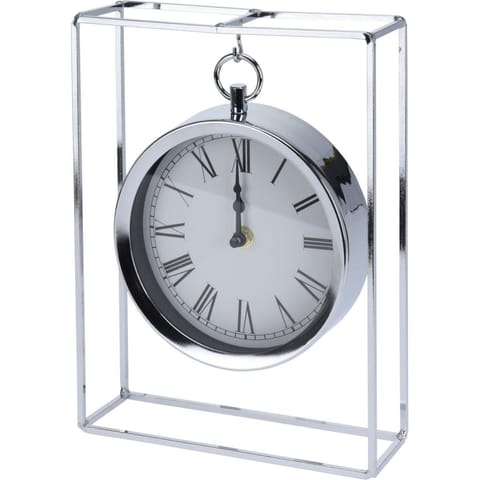 ⁨Table clock metal silver⁩ at Wasserman.eu