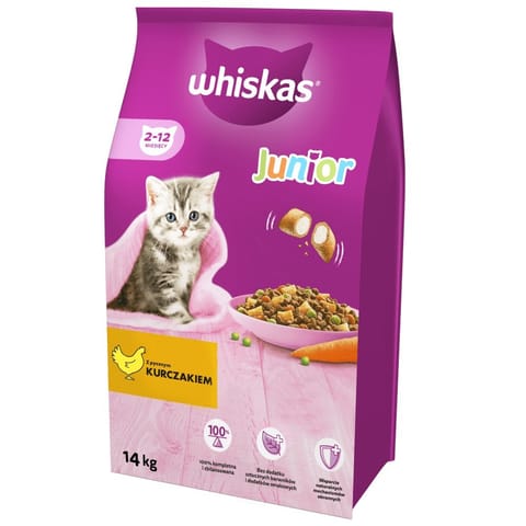 ⁨WHISKAS Junior with chicken - dry cat food - 14kg⁩ at Wasserman.eu