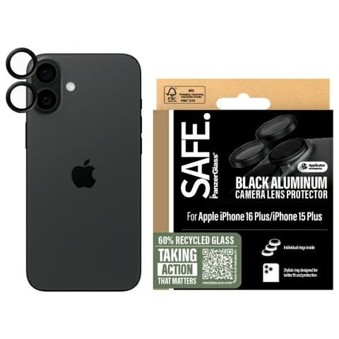 ⁨SAFE by PanzerGlass iPhone 16 6.1" / 16 Plus 6.7" Lens Protector czarny/black SAFE95890⁩ w sklepie Wasserman.eu