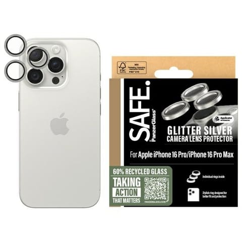 ⁨SAFE by PanzerGlass iPhone 16 Pro 6.3" / 16 Pro Max 6.9" Lens Protector srebrny/glitter silver SAFE95893⁩ w sklepie Wasserman.eu