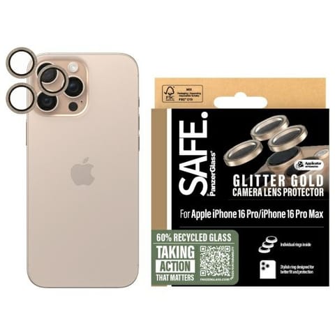 ⁨SAFE by PanzerGlass iPhone 16 Pro 6.3" / 16 Pro Max 6.9" Lens Protector złoty/glitter gold SAFE95895⁩ w sklepie Wasserman.eu